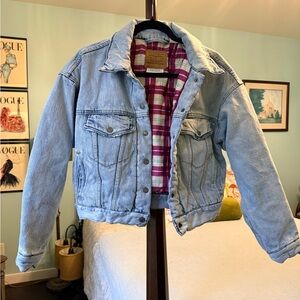Levi's Light Blue Denim Jacket with Plaid Lining